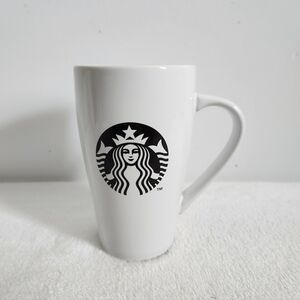 Starbucks 2014 White Black Classic Logo Tall Latte Coffee Cup Mug 18 Oz
